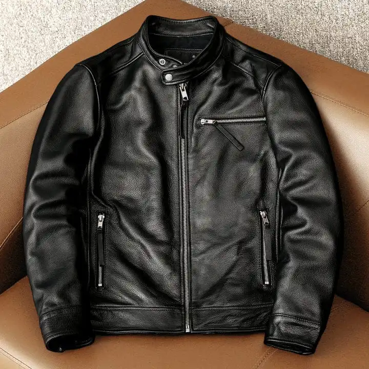 black leather jacket zip
